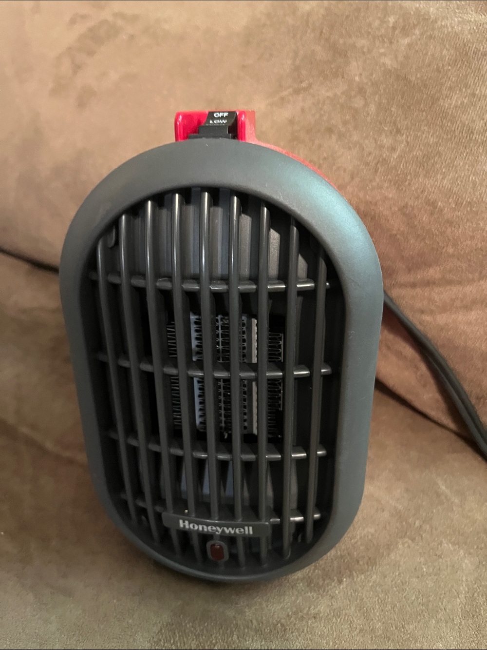 Compact Personal Heater - Gray with Red Accent